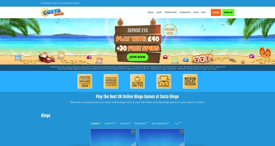 Costa Bingo screenshot